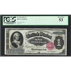 1891 $1 Martha Washington Silver Certificate Note Fr.223 PCGS About New 53