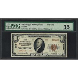 1929 $10 National Currency Note Pittsburgh, Pennsylvania CH# 252 PMG Choice Very