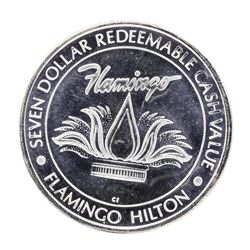 .999 Silver Flaming Hilton Laughlin, NV $7 Limited Edition Casino Gaming Token