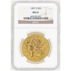 1897-S $20 Liberty Head Double Eagle Gold Coin NGC MS61