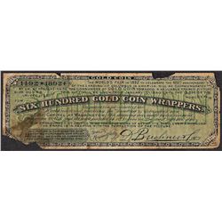 1892 Worlds Fair 'Six Hundred Gold Coin' Wrapper