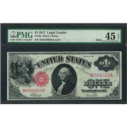 1917 $1 Legal Tender Note Mule Fr.38 Choice PMG Extremely Fine 45EPQ