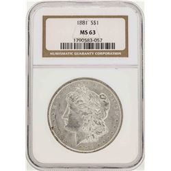 1881 $1 Morgan Silver Dollar Coin NGC MS63