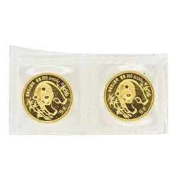 Lot of (2) 1986 1/20 oz. Gold Panda Coins Original Sealed Package