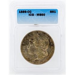 1889-CC $1 Morgan Silver Dollar Coin ICG MS60