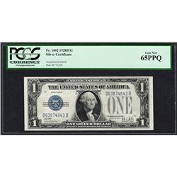 1928B $1 Funnyback Silver Certificate Note Fr.1602 PCGS Gem New 65PPQ