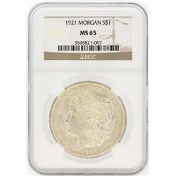 1921 $1 Morgan Silver Dollar Coin NGC MS65