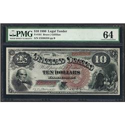 1880 $10 Jackass Legal Tender Note Fr.101 PMG Choice Uncirculated 64
