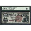 Image 1 : 1880 $10 Jackass Legal Tender Note Fr.101 PMG Choice Uncirculated 64