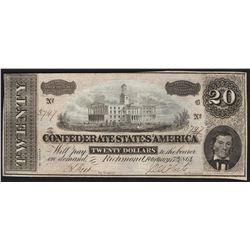 1864 $20 Confederate States of America Note