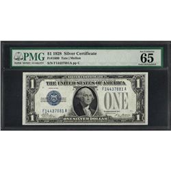 1928 $1 Funnyback Silver Certificate Note Fr.1600 PMG Gem Uncirculated 65EPQ