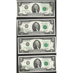 Lot of (4) 1976 $2 Federal Reserve STAR Notes