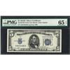 Image 1 : 1934D $5 Silver Certificate Note Wide I Fr.1654wi PMG Gem Uncirculated 65EPQ