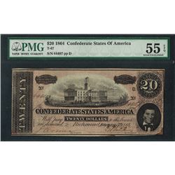 1864 $20 Confederate States of America Note T-67 PMG About Uncirculated 55EPQ