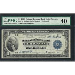 1918 $1 Federal Reserve Bank Note Chicago Fr.728 PMG Extremely Fine 40