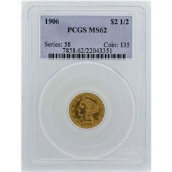 1906 $2 1/2 Liberty Head Quarter Eagle Gold Coin PCGS MS62