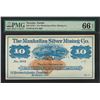 Image 1 : 1870's $10 The Manhattan Silver Mining Co. Obsolete Note PMG Gem Uncirculated 66
