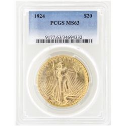 1924 $20 St. Gaudens Double Eagle Gold Coin PCGS MS63