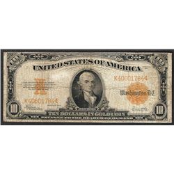 1922 $10 Gold Certificate Note