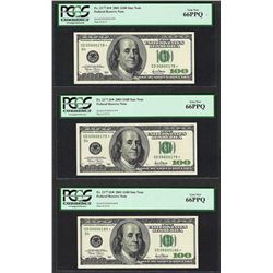 Lot of (3) Consecutive 2001 $100 Federal Reserve STAR Notes PCGS Gem New 66PPQ
