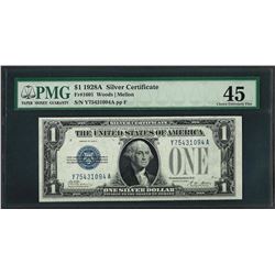1928A $1 Funnyback Silver Certificate Note Fr.1601 PMG Choice Extremely Fine 45