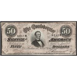 1864 $50 Confederate States of America Note
