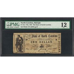 1861 $1 The State of North Carolina Obsolete Note PMG Fine 12
