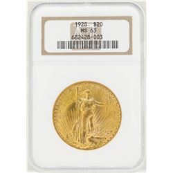 1928 $20 St. Gaudens Double Eagle Gold Coin NGC MS63