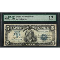 1899 $5 Indian Chief Silver Certificate Note Fr.281 PMG Fine 12