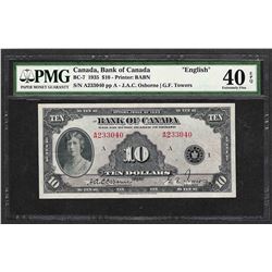 1935 $10 Bank of Canada Note English BC-7 PMG Extremely Fine 40EPQ