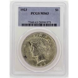 1923 $1 Peace Silver Dollar Coin PCGS MS63