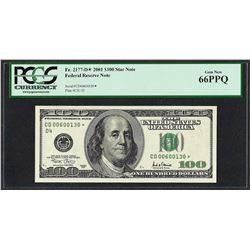 2001 $100 Federal Reserve STAR Note PCGS Gem New 66PPQ