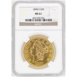 1898-S $20 Liberty Head Double Eagle Gold Coin NGC MS61