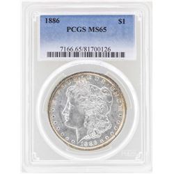 1886 $1 Morgan Silver Dollar Coin PCGS MS65