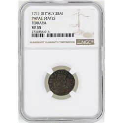 1711XI Italy 2BAI Papal States Ferrara Coin NGC VF35