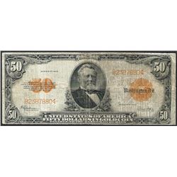 1922 $50 Gold Certificate Note