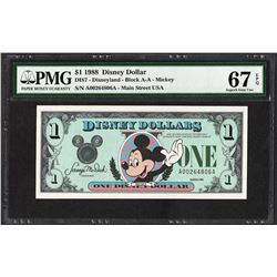 1988 $1 Disney Dollars Note PMG Superb Gem Uncirculated 67EPQ