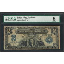 1899 $2 Mini Porthole Silver Certificate Note Fr.249 PMG Very Good 8