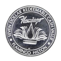 .999 Silver Flaming Hilton Laughlin, NV $7 Limited Edition Casino Gaming Token
