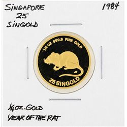 1984 Singapore 25 Singold Year of the Rat Gold Coin