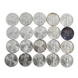 Lot of (20) Brilliant Uncirculated Mixed Date $1 American Silver Eagle Coins