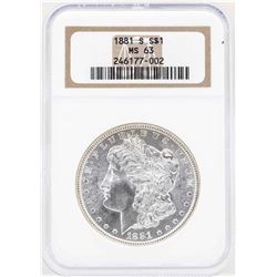 1881-S $1 Morgan Silver Dollar Coin NGC MS63