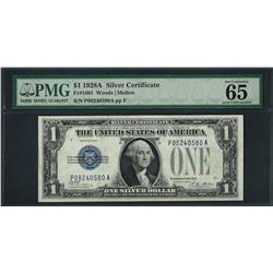 1928A $1 Funnyback Silver Certificate Note Fr.1601 PMG Gem Uncirculated 65EPQ