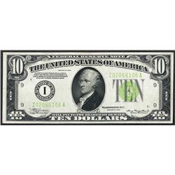 1934 $10 Federal Reserve Note Light Green Seal