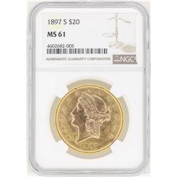 1897-S $20 Liberty Head Double Eagle Gold Coin NGC MS61