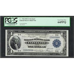 1918 $1 Federal Reserve Bank Note Cleveland PCGS Very Choice New 64PPQ