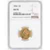 Image 1 : 1854 $3 Indian Princess Head Gold Coin NGC AU55