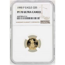 1990-P $5 American Gold Eagle Coin NGC PF70 Ultra Cameo