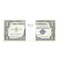 Lot of (25) Consecutive 1957B $1 Silver Certificate Notes Uncirculated