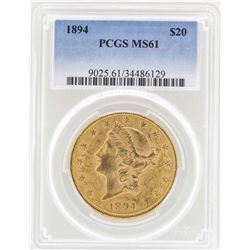 1894 $20 Liberty Head Double Eagle Gold Coin PCGS MS61